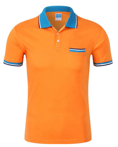 橙色藍領深圳T恤訂做款式,餐飲工作服定做首選