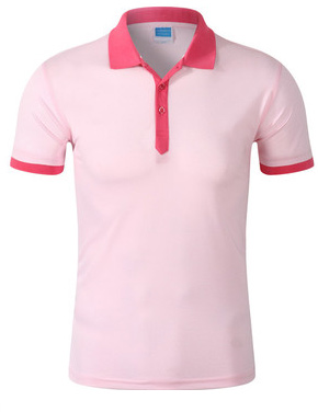 粉色搭配玫紅色款定做T恤衫款式圖片