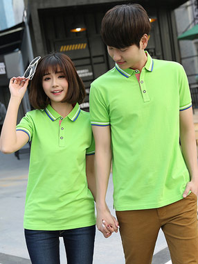 果綠色餐飲工作服短袖POLO衫訂做款式