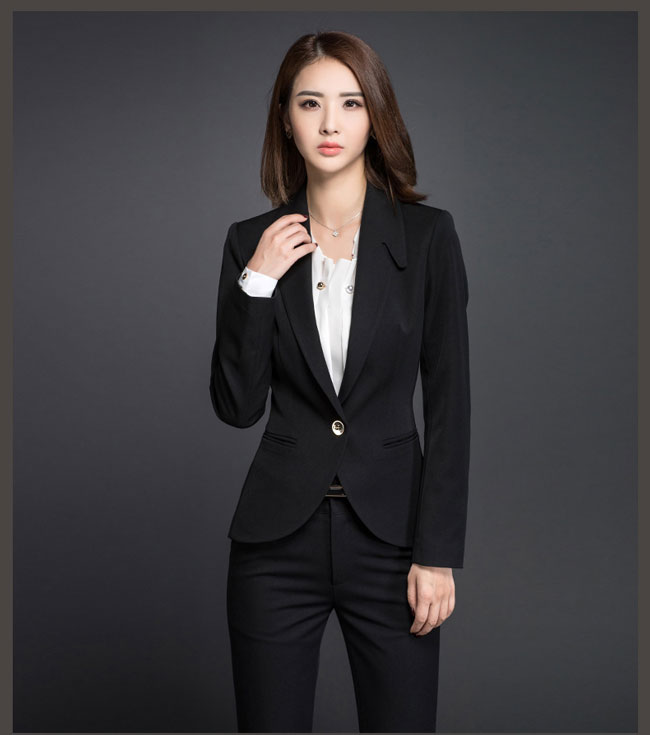 韓版女職業西裝工作服訂做正面款式效果展示圖