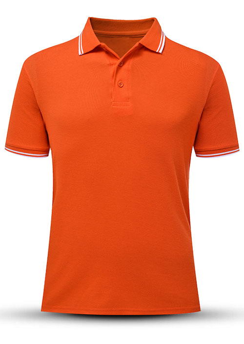 橙色翻領T恤衫