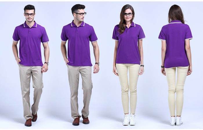 紫色t恤衫定制前后款式展示圖片