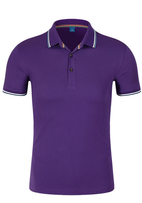 紫色高檔桑蠶棉短袖polo衫