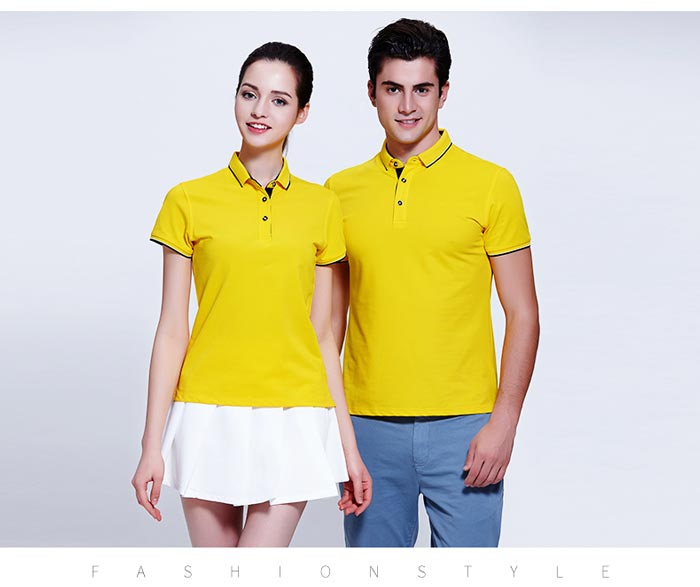 黃色短袖polo衫定做男/女款式展示圖