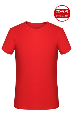 紅色萊卡棉男士圓領文化衫