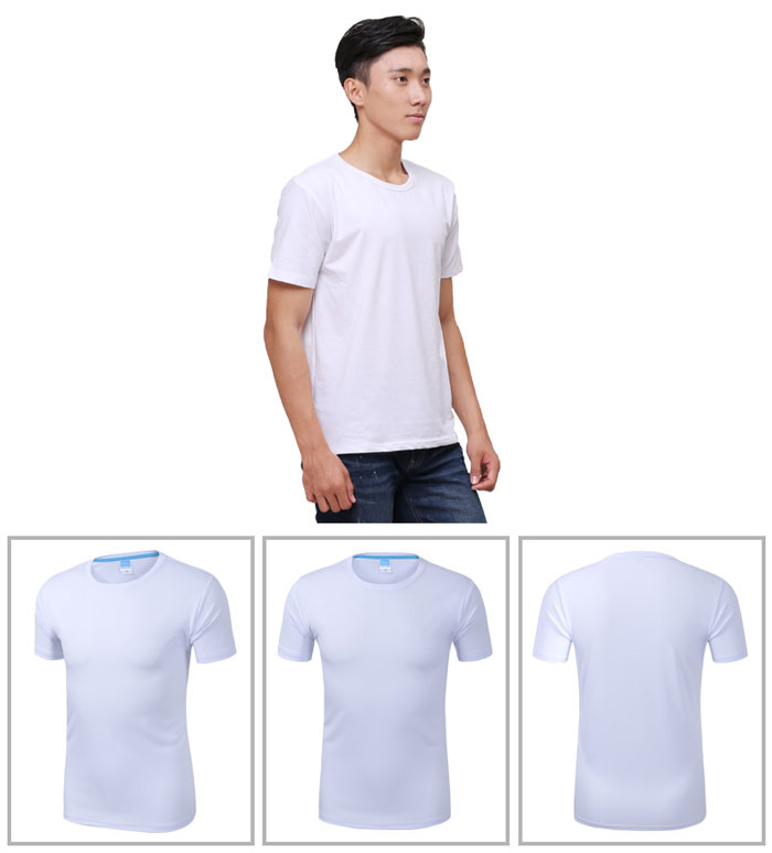 白色速干衣T恤定制男士款式正反面效果展示圖