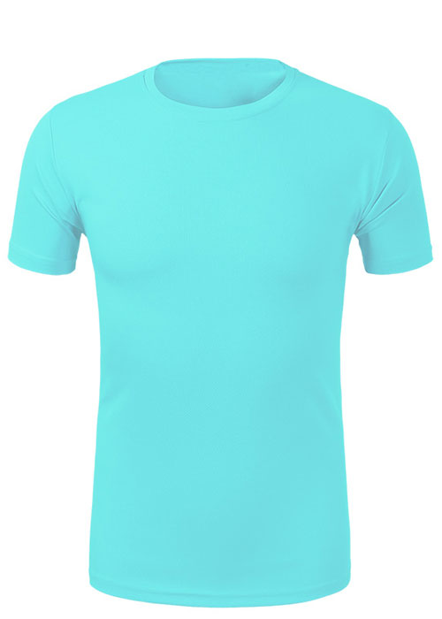 水藍色速干衣T恤定做款式圖