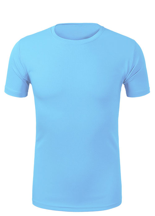 天藍色速干衣T恤定制款式圖