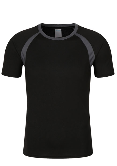 黑配灰色短袖圓領速干衣T恤款式圖