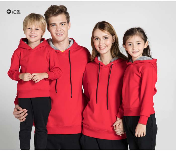 深圳工作服定做加厚套頭衛衣批發訂做款式之大紅色