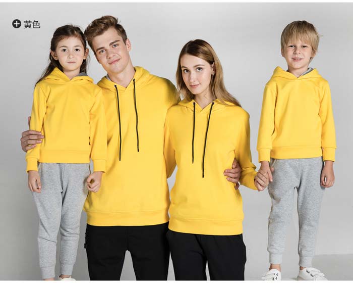 深圳工作服定做廠家加厚套頭衛衣批發訂做款式之黃色