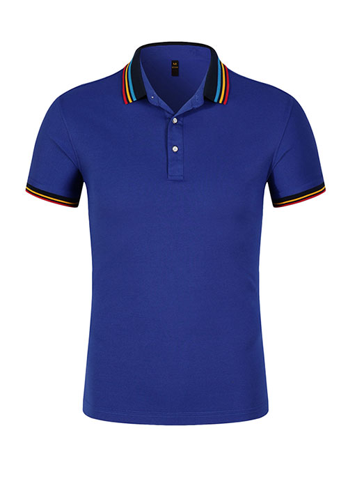 彩虹領短袖POLO衫訂做顏色款式展示圖之寶藍色