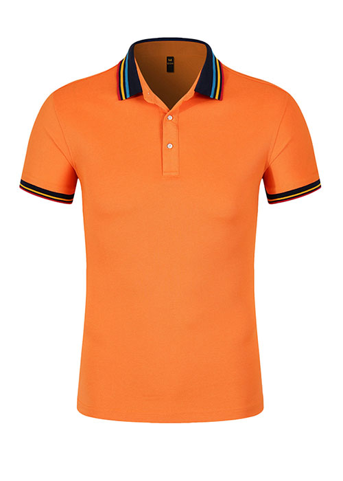 彩虹領短袖POLO衫訂做顏色款式展示圖之橙色